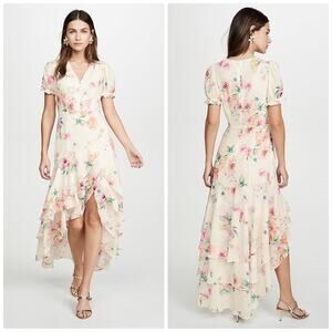 Yumi Kim Women's Cream Dalia Floral Ruffle Maxi Dress‎ Sz Medium NEW